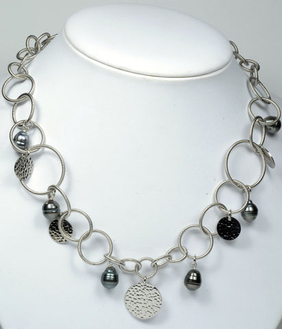 Sterling & Black Tahitian Pearl Necklace