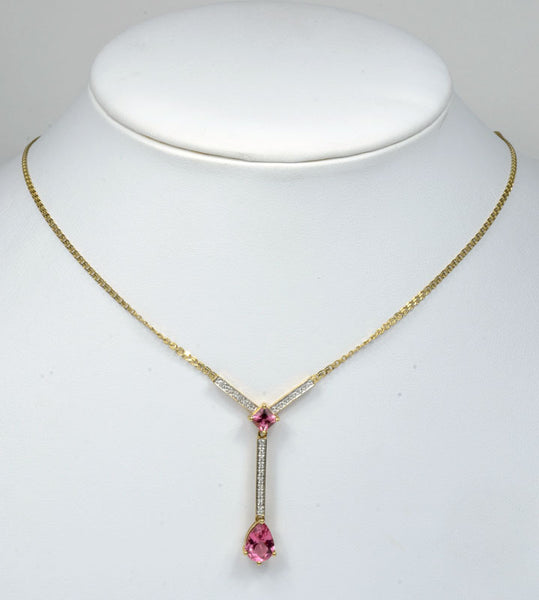 Pink Tourmaline & Diamond Necklace