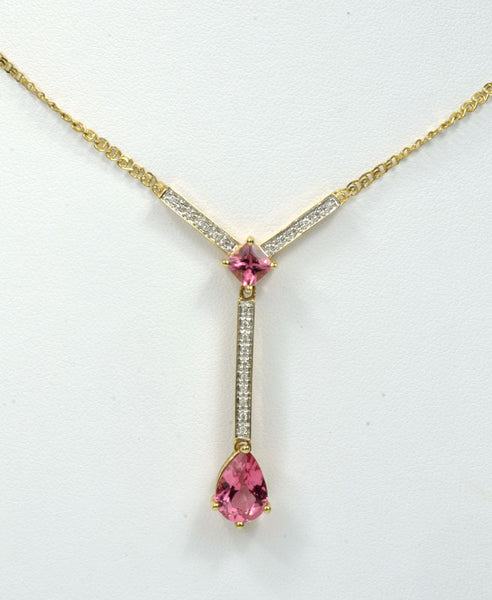 Pink Tourmaline & Diamond Necklace