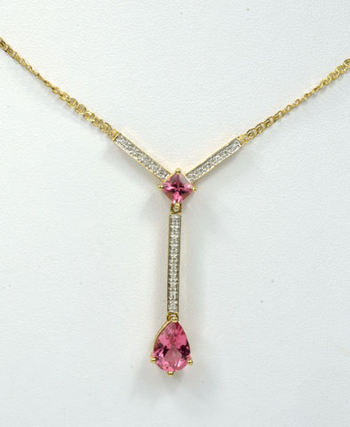 Pink Tourmaline & Diamond Necklace