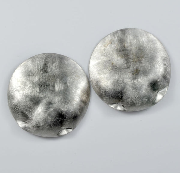 Sterling Silver Brushed 2 1/2" Disc Earrings