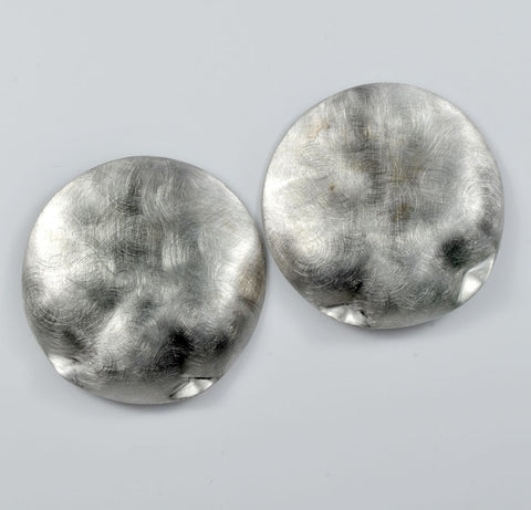 Sterling Silver Brushed 2 1/2" Disc Earrings