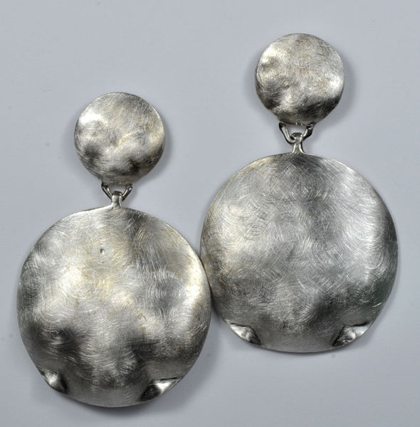 Sterling Brushed Dangle Disc Earrings