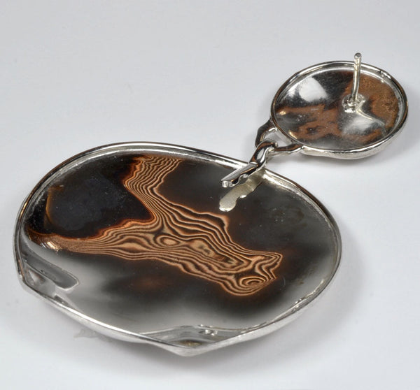 Sterling Brushed Dangle Disc Earrings