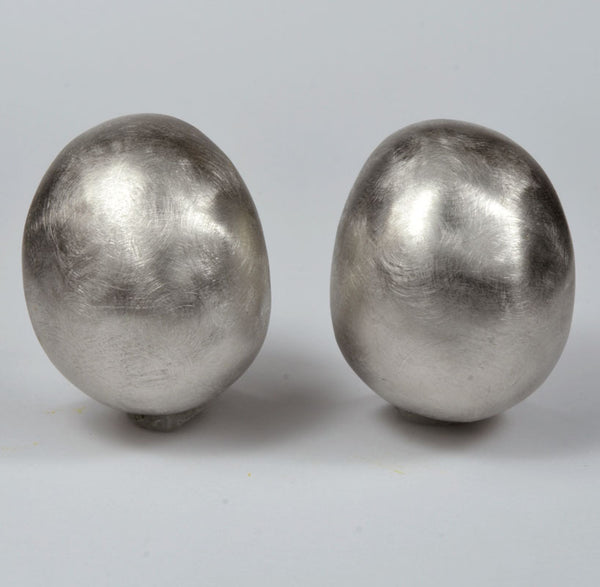 Sterling Silver Brushed Wide Half Hoop Earring