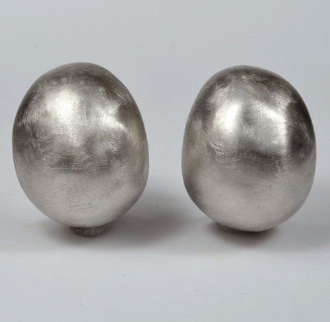 Sterling Silver Brushed Wide Half Hoop Earring