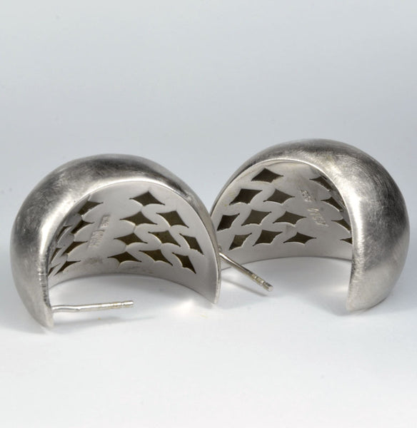 Sterling Silver Brushed Wide Half Hoop Earring