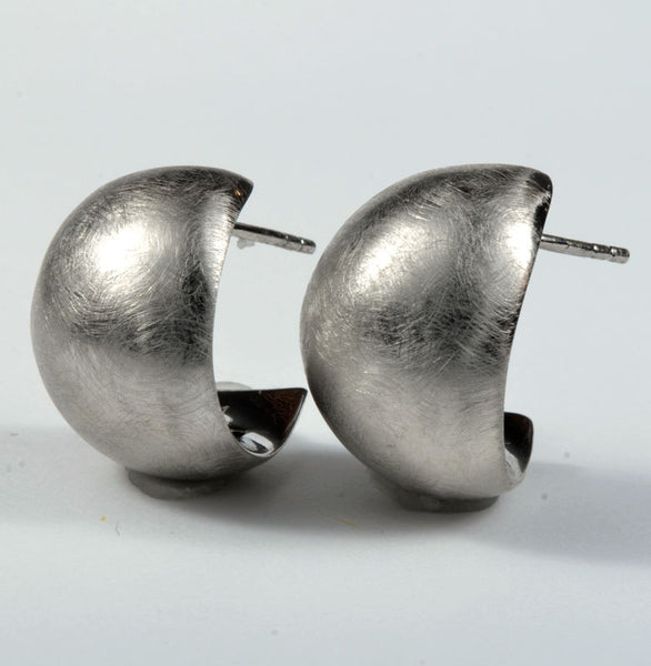 Sterling Silver Brushed Half Hoop Earring