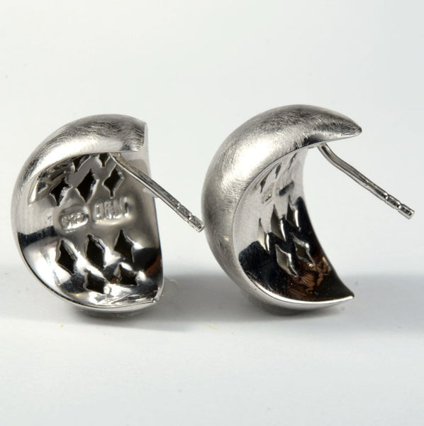 Sterling Silver Brushed Half Hoop Earring