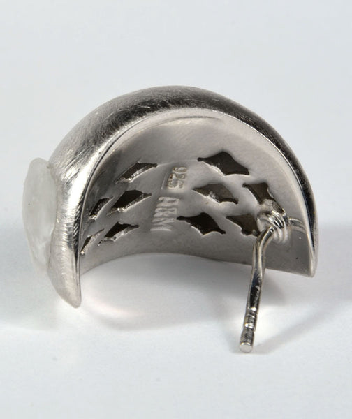 Sterling Silver Brushed Half Hoop Earring