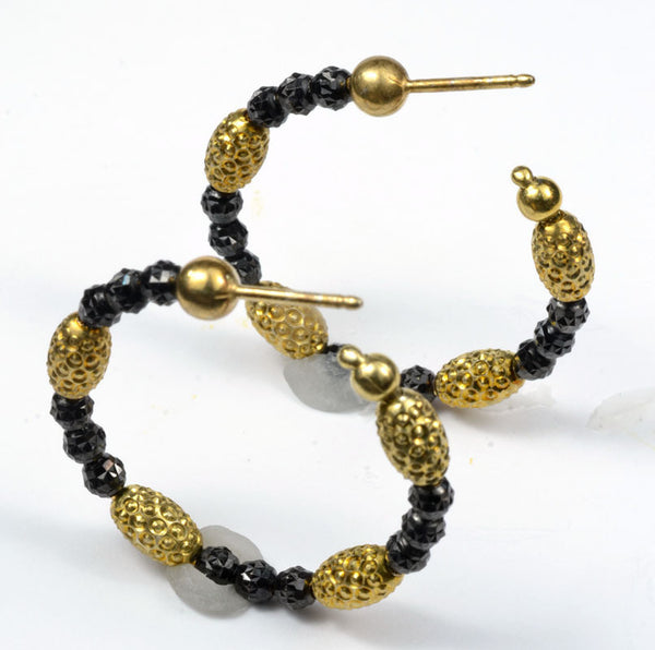 Officina Bernardi, Sterling Silver & Yellow Rhodium 3mm Hoop Earrings