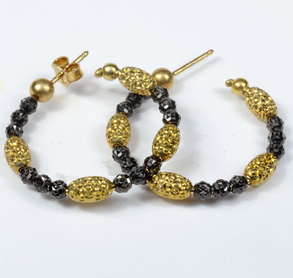 Officina Bernardi, Sterling Silver & Yellow Rhodium 3mm Hoop Earrings