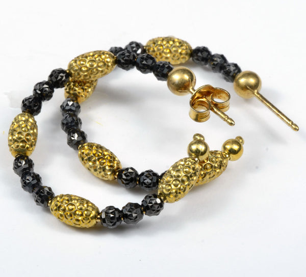 Officina Bernardi, Sterling Silver & Yellow Rhodium 3mm Hoop Earrings