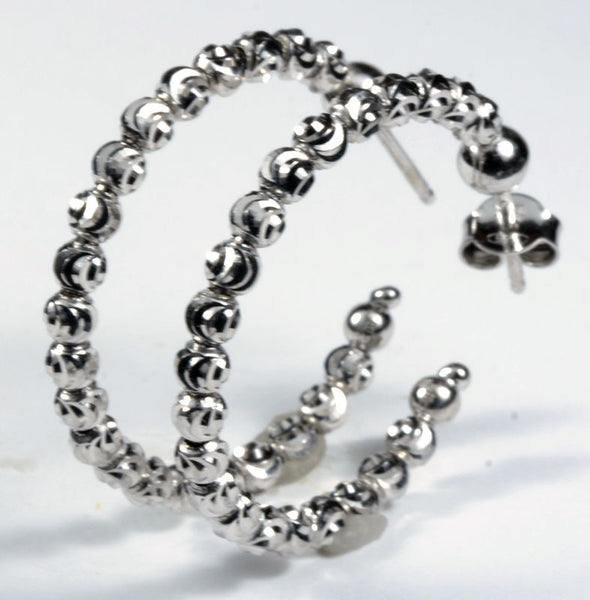 Officina Bernardi, Sterling Silver Full Beaded Hoop Earrings