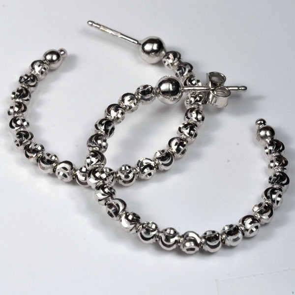 Officina Bernardi, Sterling Silver Full Beaded Hoop Earrings