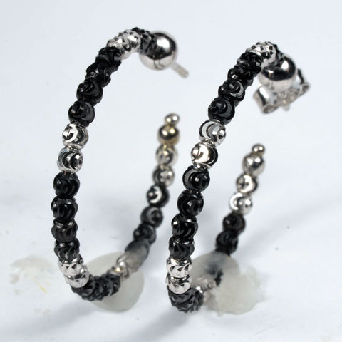 Officina Bernardi, Sterling Silver & Black Rhodium Hoop Earrings