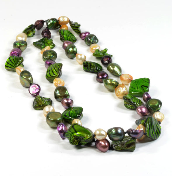 Freshwater Colorful Nucleated Baroque Pearl Necklace
