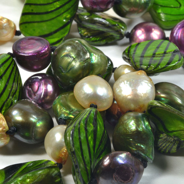 Freshwater Colorful Nucleated Baroque Pearl Necklace