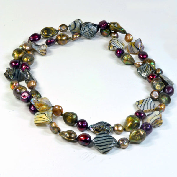 Freshwater Colorful Nucleated Baroque Pearl Necklace