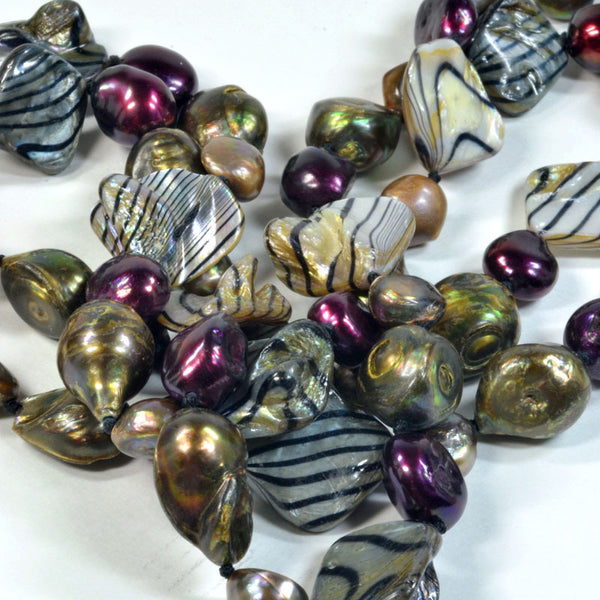 Freshwater Colorful Nucleated Baroque Pearl Necklace