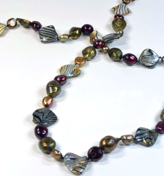 Freshwater Colorful Nucleated Baroque Pearl Necklace