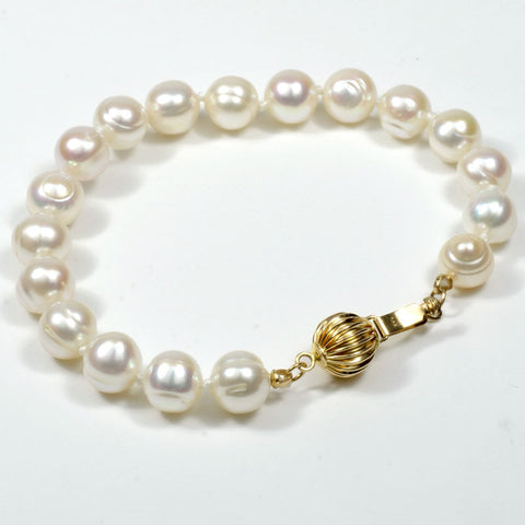 Freshwater White Pearl Bracelet, 7.5"