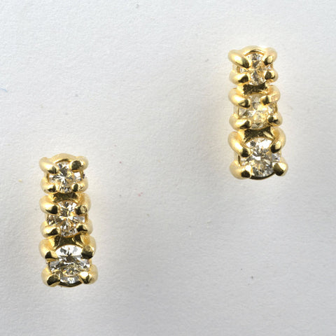 Three Drop Diamond Post Earrings