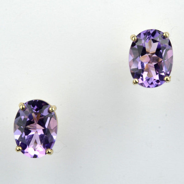 Oval Amethyst Stud Earrings