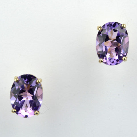 Oval Amethyst Stud Earrings
