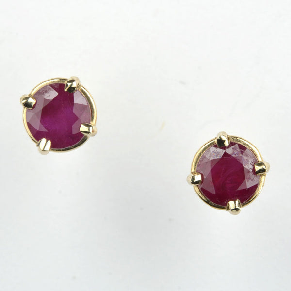 Round Ruby Stud Earrings
