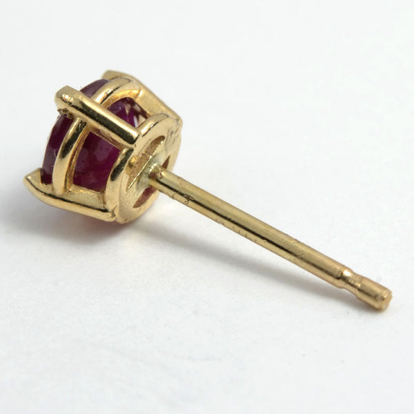 Round Ruby Stud Earrings