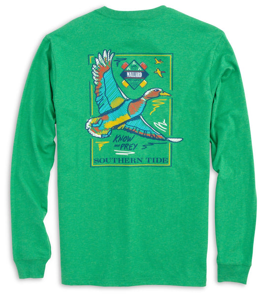 Southern Tide Men's LS Know Your Prey Mallard Tee/Green