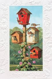 Pumpernickel Press Greeting Card - Spring Birdhouses