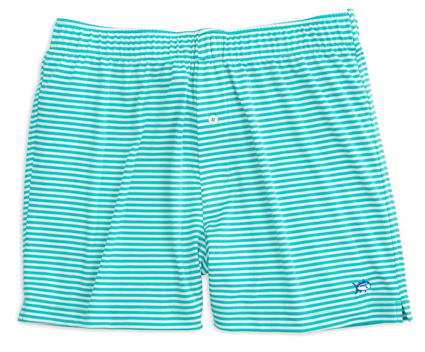 Southern Tide Men's Performance Stripe Knit Boxer/Tropical Palm Green
