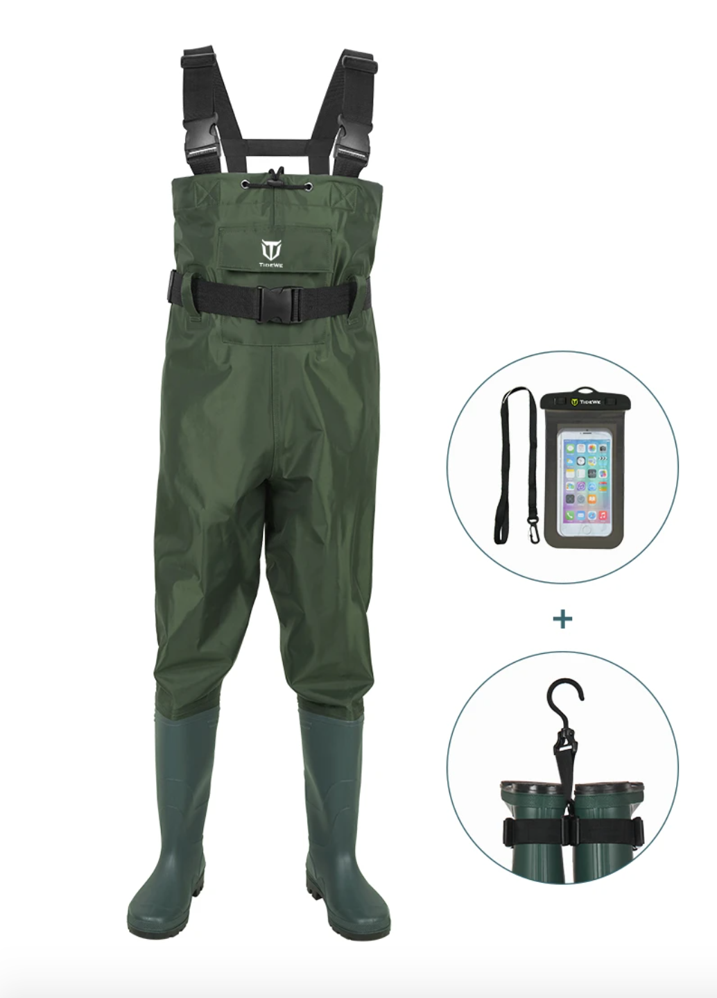 TideWe Bootfoot Fishing Chest Waders PVC Waterproof Fishing