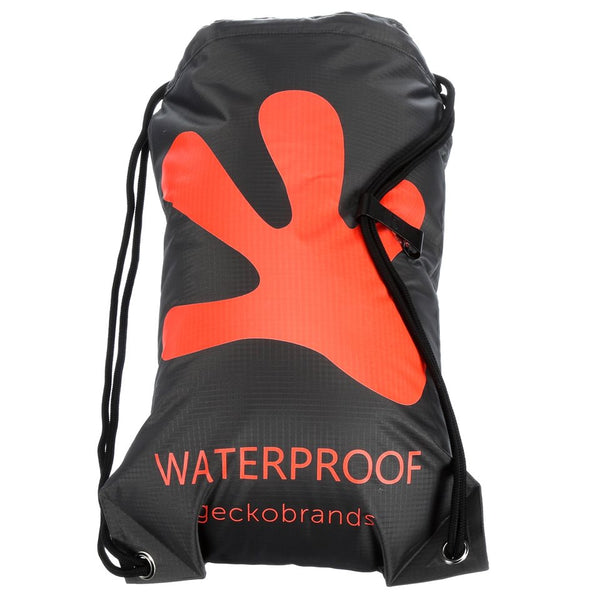 Gecko Brands Waterproof Drawstring Backpack/Grey-Orange
