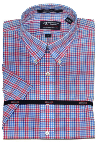 Overton Men's Woven Short Sleeve Wrinkle Free Button Down Sport Shirt #213117-44