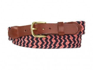 Leather Man LTD Macrame Belt/Newport Navy & Sail Red