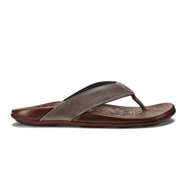 Olukai Men's Mekila Leather Sandal / Charcoal