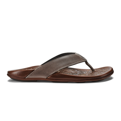 Olukai Men's Mekila Leather Sandal / Charcoal
