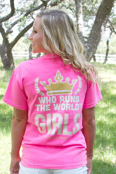 Jadelynn Brooke Who Runs The World S/S Shirt/Hot Pink
