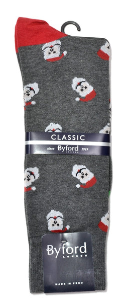 Byford Peruvian Cotton Jolly Santa Socks/Charcoal #B3120-30