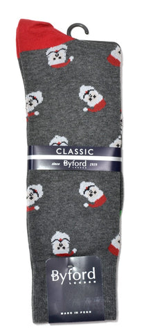 Byford Peruvian Cotton Jolly Santa Socks/Charcoal #B3120-30