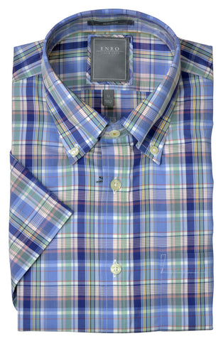 Enro Men's No-Iron LS BD Sport Shirt/Blue #181760063