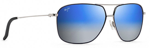 Maui Jim Kami Sunglasses - Blue to Silver/Silver w/Navy Blue