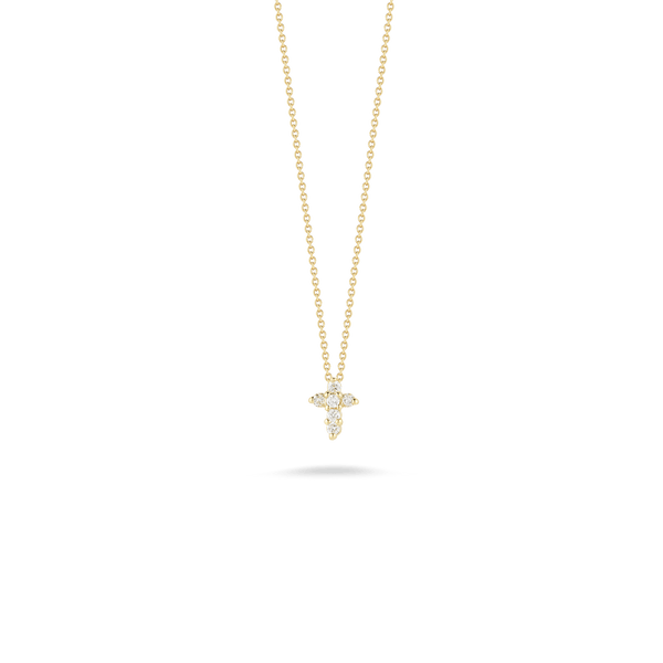 Roberto Coin Diamond Large Yellow Gold Baby Cross Necklace