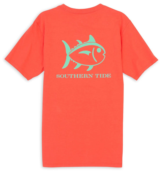 Southern Tide Men's SS Outlined Skipjack T-Shirt/Hot Coral