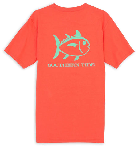 Southern Tide Men's SS Outlined Skipjack T-Shirt/Hot Coral
