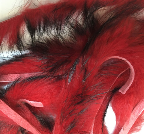 Hareline - Two Toned Rabbit Strips 1/8" Red/Black