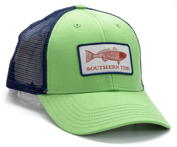 Southern Tide Fish Series Patch Trucker - Red Fish/Bay Leaf Green